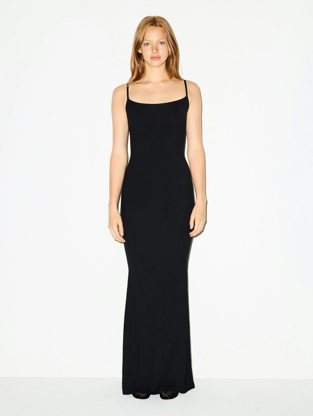 Skims Fits Everybody Black Slip Maxi Dress